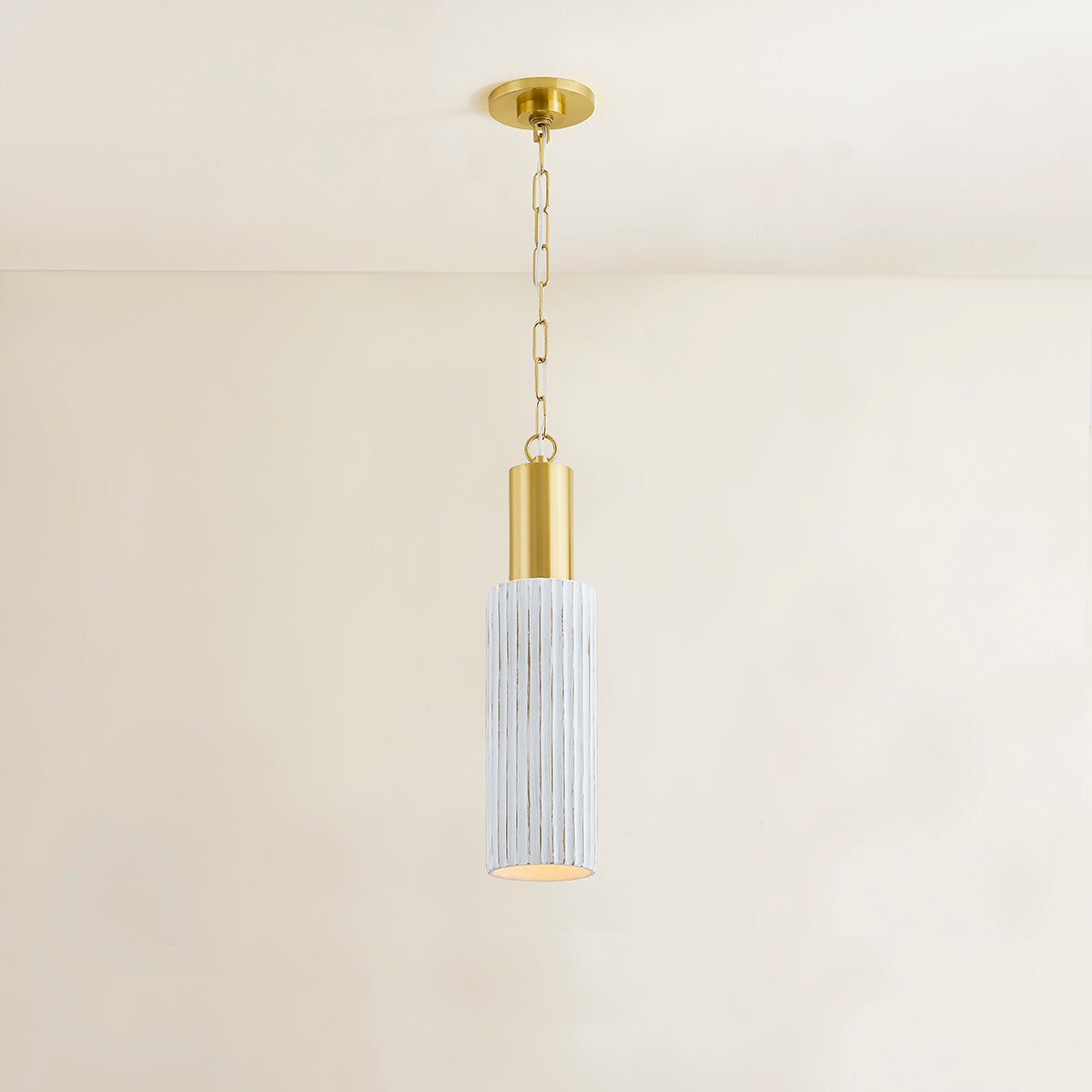 Mitzi by Hudson Valley Lighting Corissa Pendant in Aged Brass / Ceramic Whitewash Bisque, detail view 4