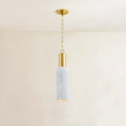 Mitzi by Hudson Valley Lighting Corissa Pendant in Aged Brass / Ceramic Whitewash Bisque, detail view 4