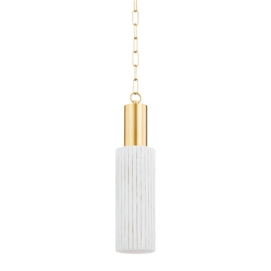 Mitzi by Hudson Valley Lighting Corissa Pendant in Aged Brass / Ceramic Whitewash Bisque