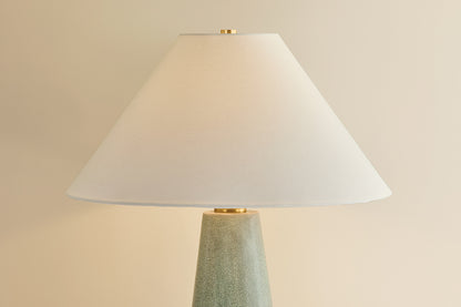 Mitzi by Hudson Valley Lighting Dalaila Table Lamp in Aged Brass / Ceramic Inked Spruce, detail view 2