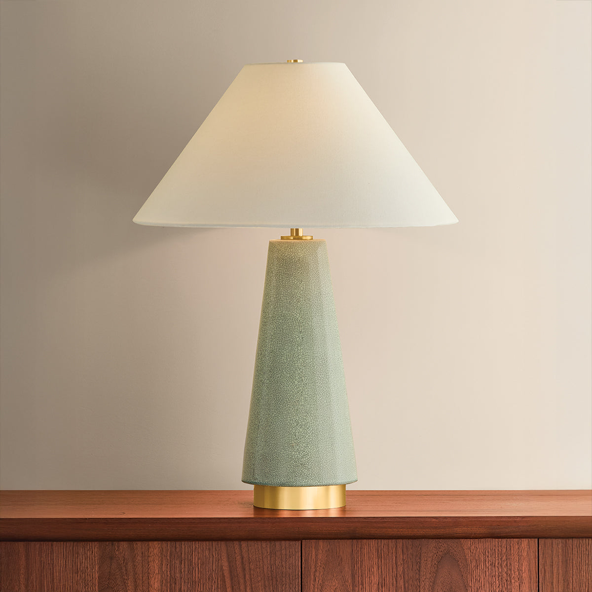 Mitzi by Hudson Valley Lighting Dalaila Table Lamp in Aged Brass / Ceramic Inked Spruce, detail view 5