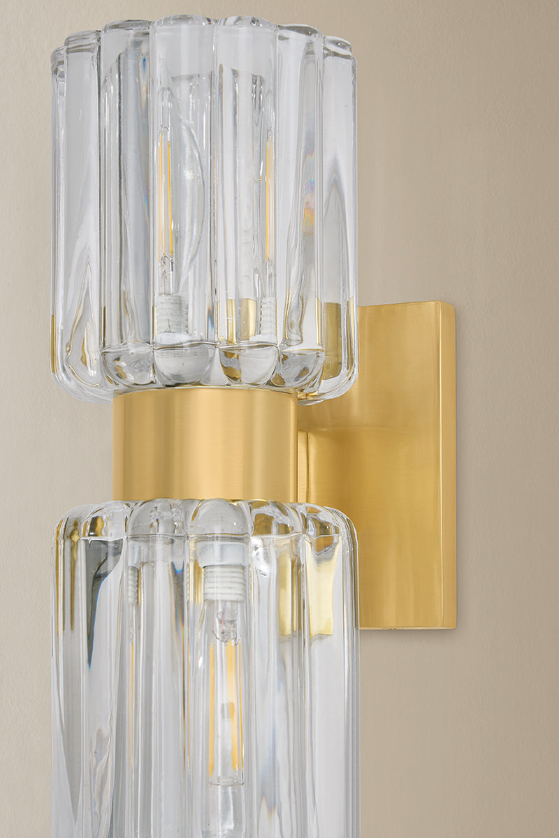 Mitzi by Hudson Valley Lighting Danae 2-Light Vanity Light in Aged Brass, detail view 2
