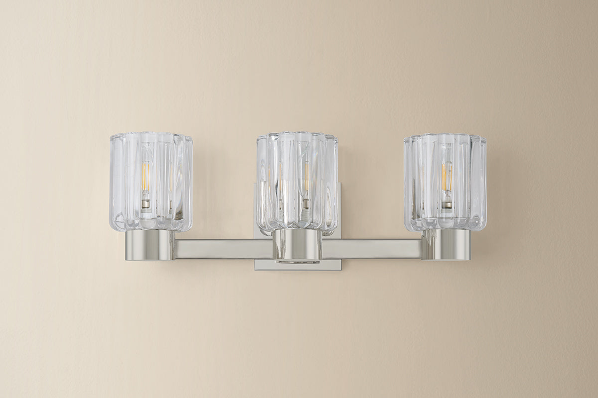 Mitzi by Hudson Valley Lighting Danae 3-Light Vanity Light in Polished Nickel, detail view 1