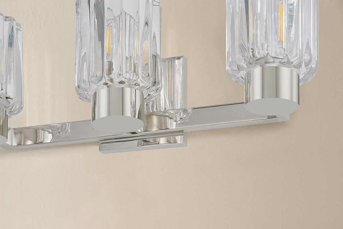 Mitzi by Hudson Valley Lighting Danae 3-Light Vanity Light in Polished Nickel, detail view 2
