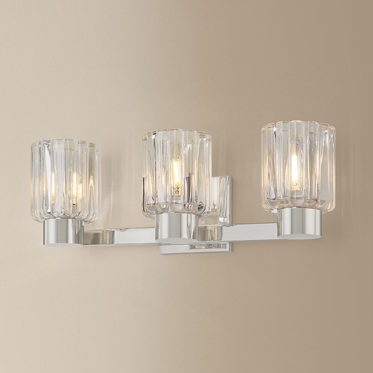 Mitzi by Hudson Valley Lighting Danae 3-Light Vanity Light in Polished Nickel, detail view 5