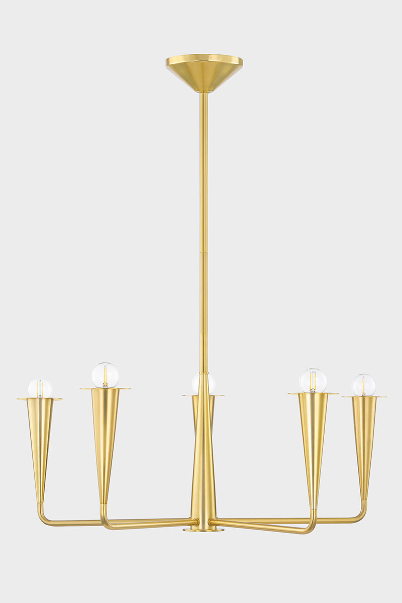 Mitzi by Hudson Valley Lighting Danna 5-Light Chandelier in Aged Brass, detail view 1