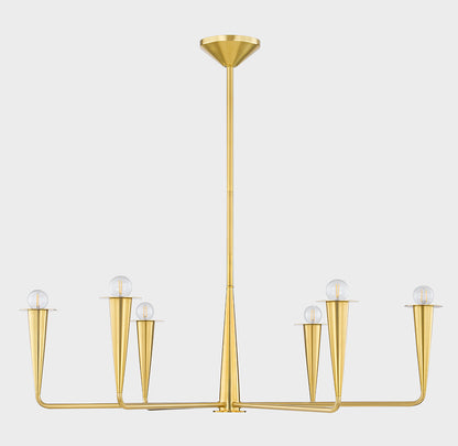 Mitzi by Hudson Valley Lighting Danna 6-Light Chandelier in Aged Brass, detail view 1