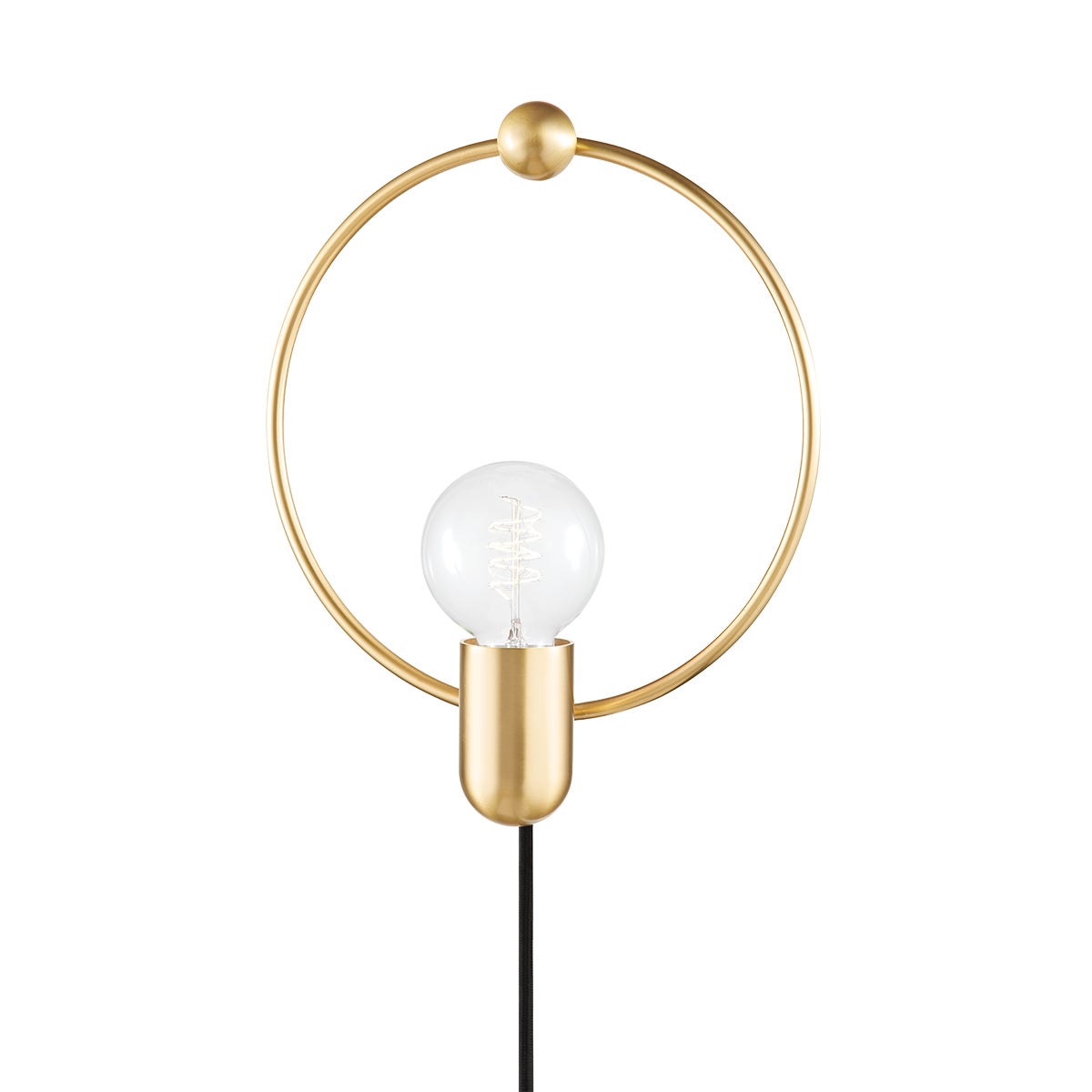 Mitzi by Hudson Valley Lighting Darcy Plug-In Wall Sconce in Aged Brass