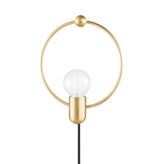 Mitzi by Hudson Valley Lighting Darcy Plug-In Wall Sconce in Aged Brass