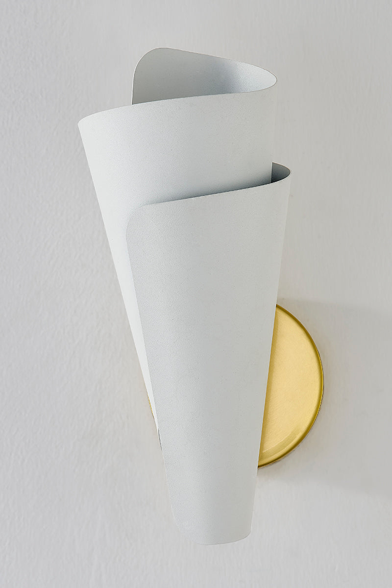 Mitzi by Hudson Valley Lighting Davina Wall Sconce in Aged Brass / Textured White, detail view 1