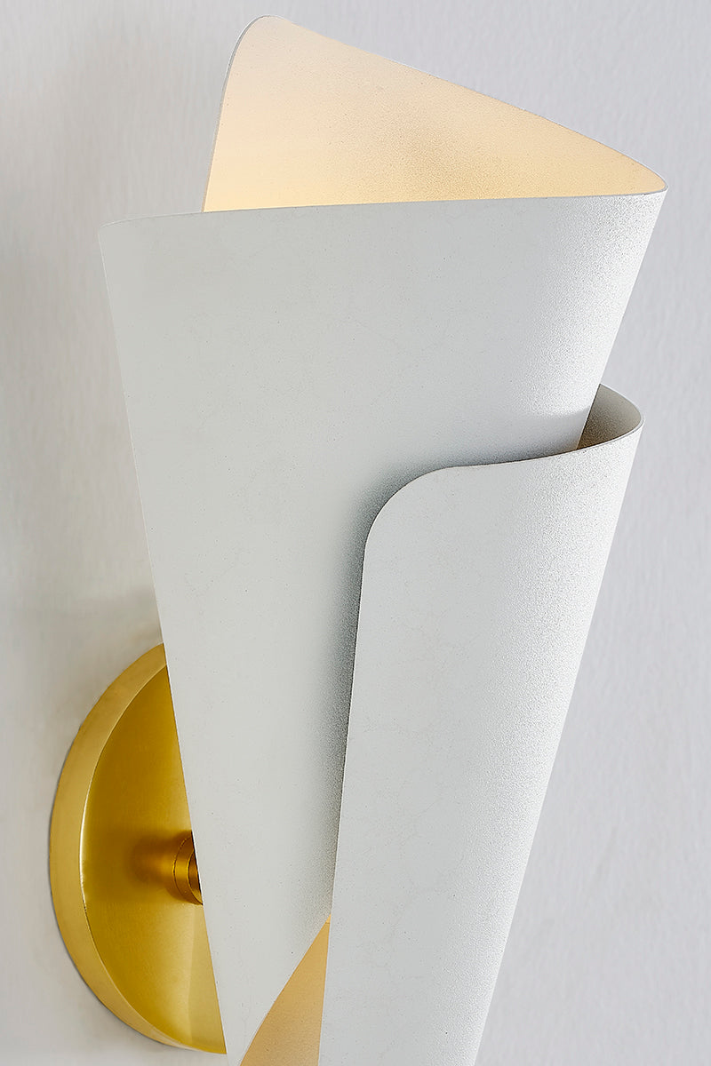 Mitzi by Hudson Valley Lighting Davina Wall Sconce in Aged Brass / Textured White, detail view 2