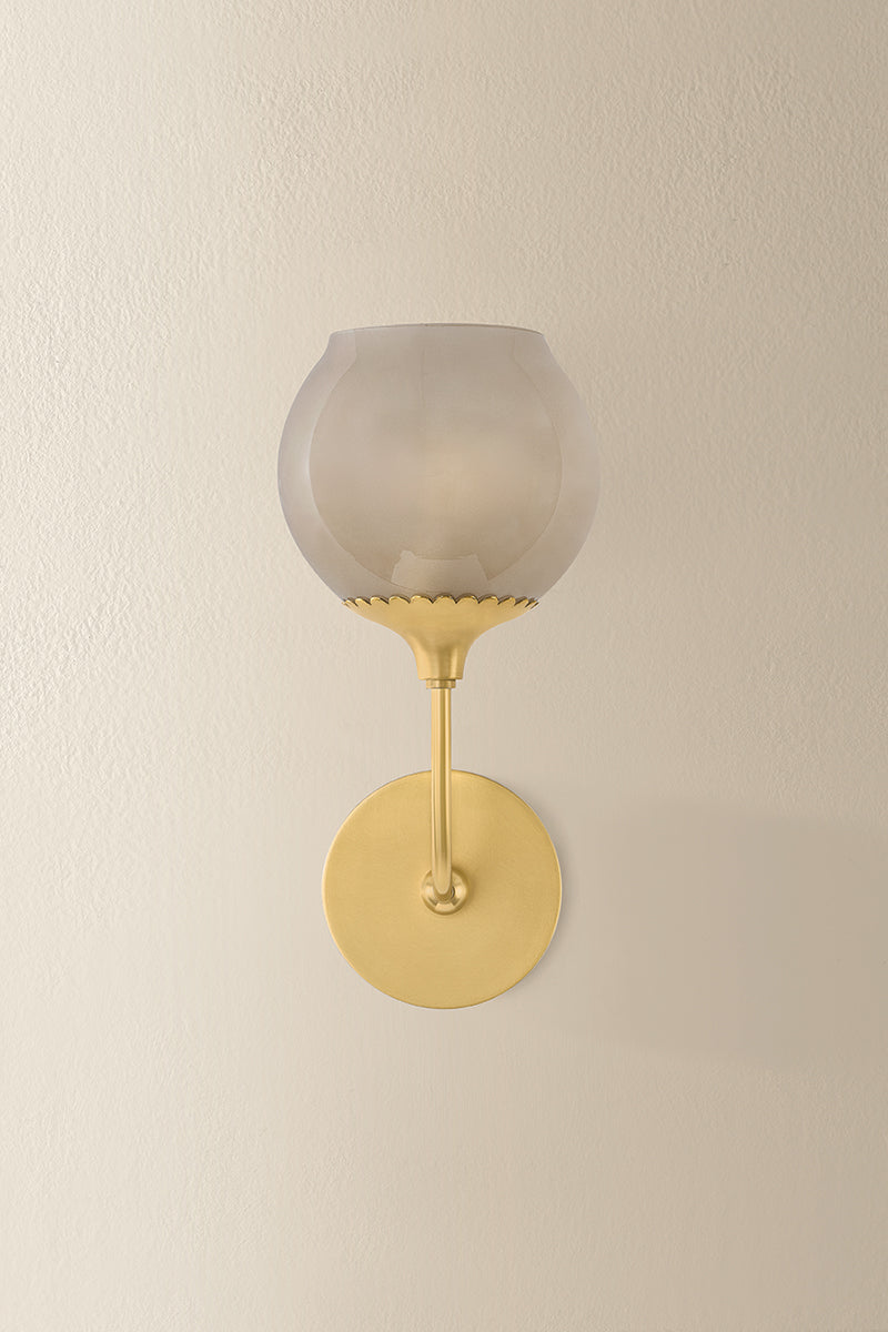 Mitzi by Hudson Valley Lighting Daya 1-Light Wall Sconce in Aged Brass, detail view 1