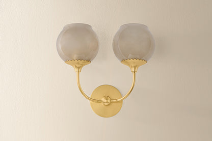 Mitzi by Hudson Valley Lighting Daya 2-Light Wall Sconce in Aged Brass, detail view 1