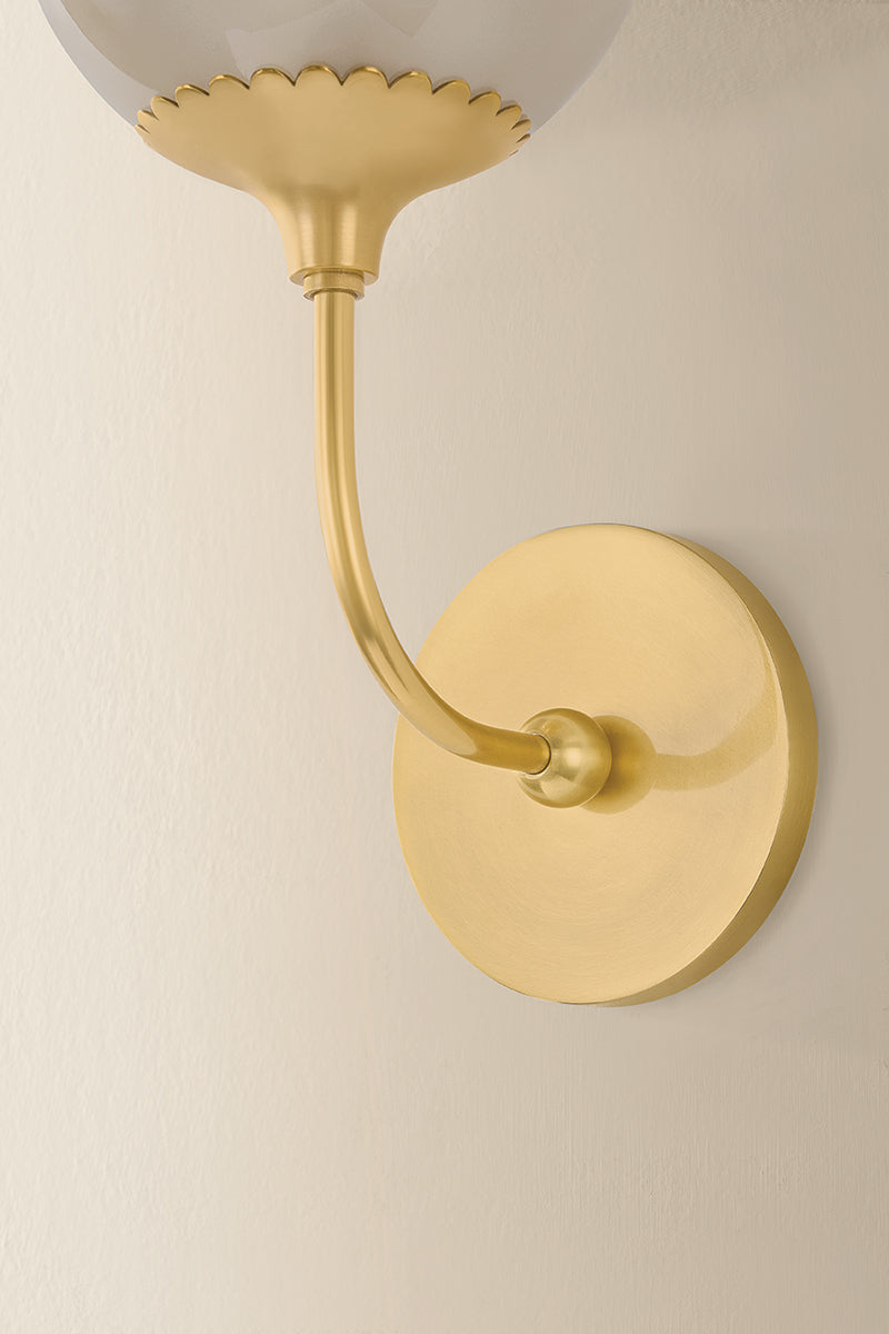 Mitzi by Hudson Valley Lighting Daya 1-Light Wall Sconce in Aged Brass, detail view 2