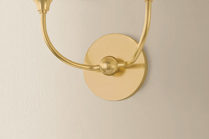 Mitzi by Hudson Valley Lighting Daya 2-Light Wall Sconce in Aged Brass, detail view 2