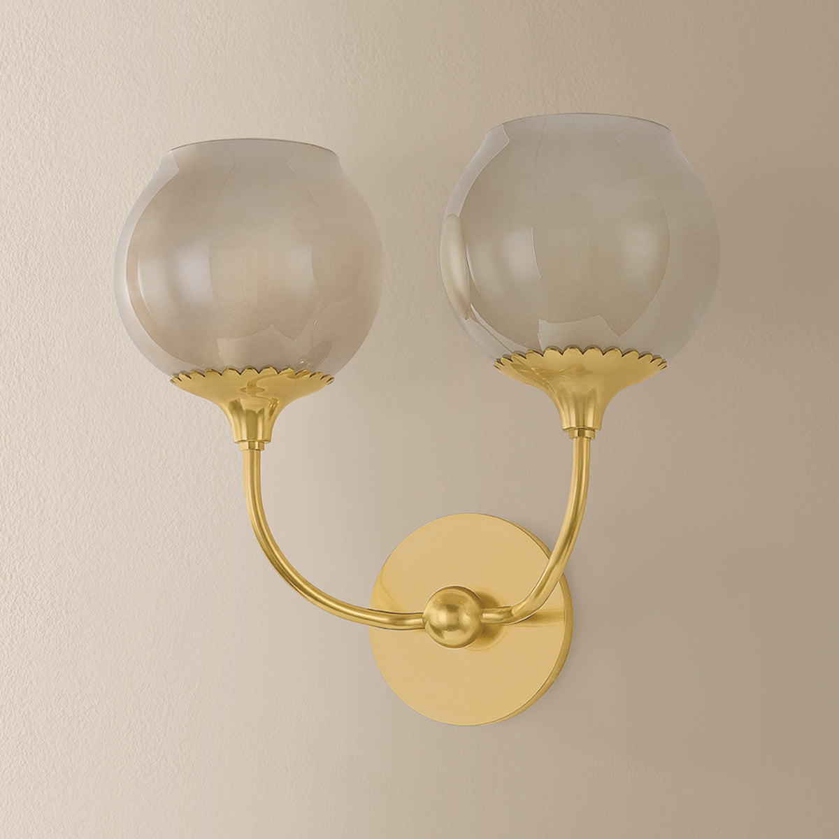 Mitzi by Hudson Valley Lighting Daya 2-Light Wall Sconce in Aged Brass, detail view 3