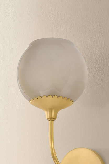Mitzi by Hudson Valley Lighting Daya 1-Light Wall Sconce in Aged Brass, detail view 4