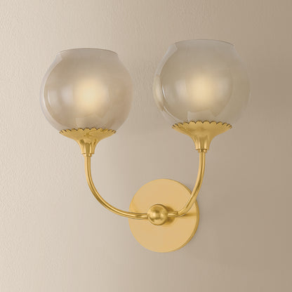 Mitzi by Hudson Valley Lighting Daya 2-Light Wall Sconce in Aged Brass, detail view 5