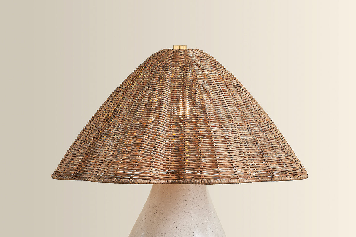 Mitzi by Hudson Valley Lighting Deanne Table Lamp in Aged Brass / Ceramic Creamy Oat, detail view 1