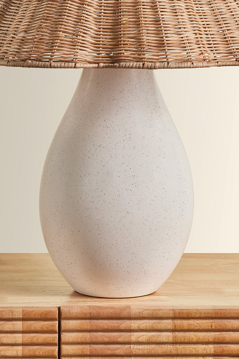 Mitzi by Hudson Valley Lighting Deanne Table Lamp in Aged Brass / Ceramic Creamy Oat, detail view 2
