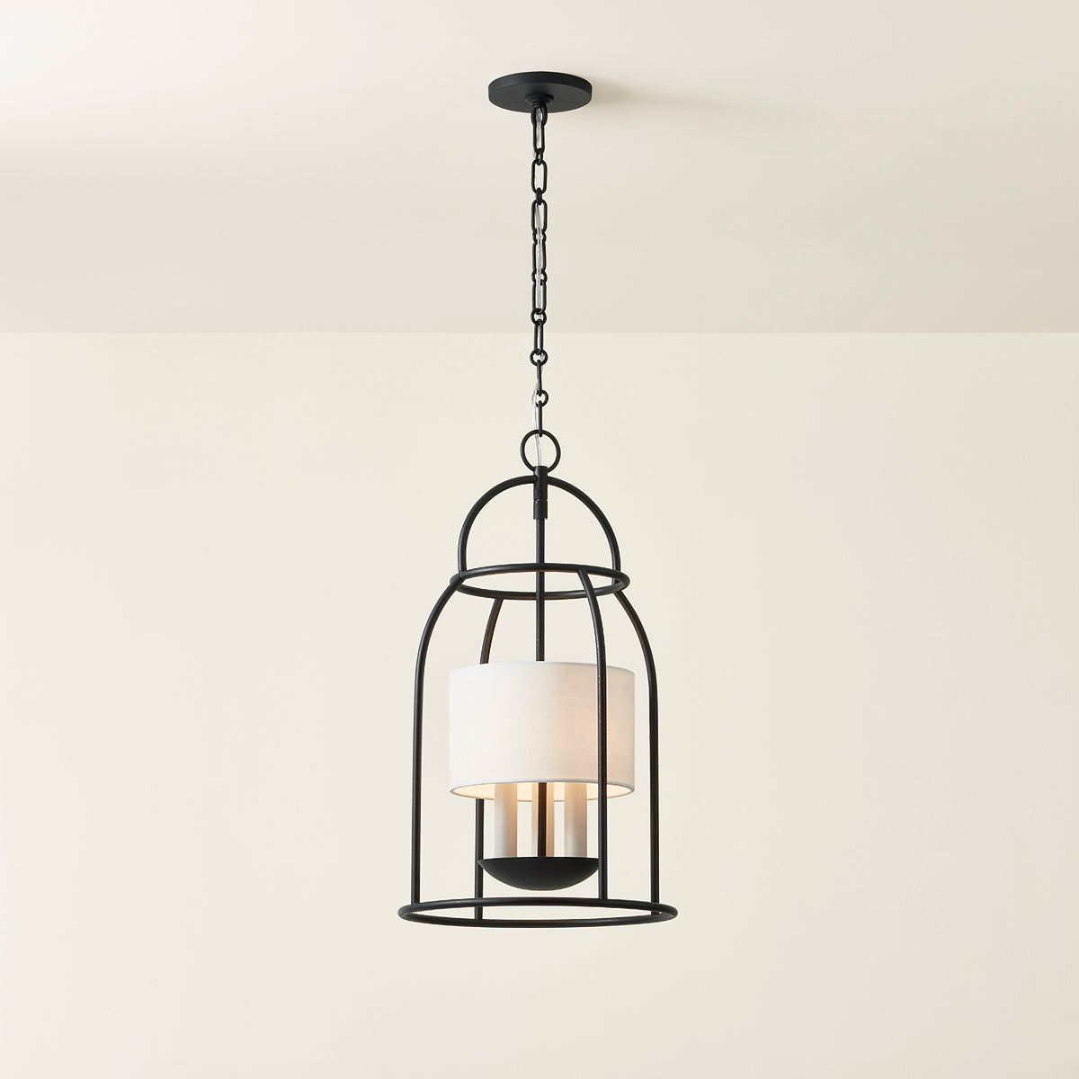 Mitzi by Hudson Valley Lighting Delia 3-Light Lantern in Aged Iron, detail view 4