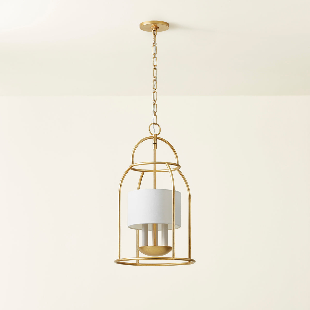 Mitzi by Hudson Valley Lighting Delia 3-Light Lantern in Vintage Gold Leaf, detail view 3
