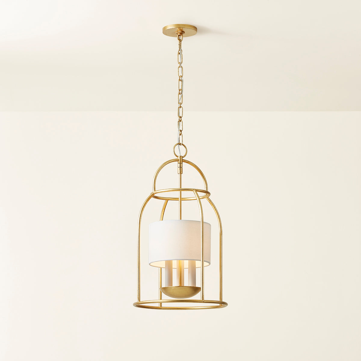 Mitzi by Hudson Valley Lighting Delia 3-Light Lantern in Vintage Gold Leaf, detail view 4