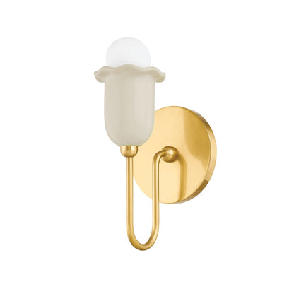 Mitzi by Hudson Valley Lighting Delilah Wall Sconce in Aged Brass / Ceramic Antique Ivory
