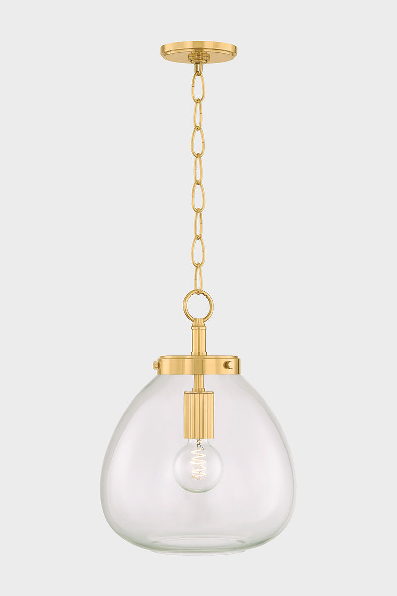 Mitzi by Hudson Valley Lighting Della Small Pendant in Aged Brass, detail view 1