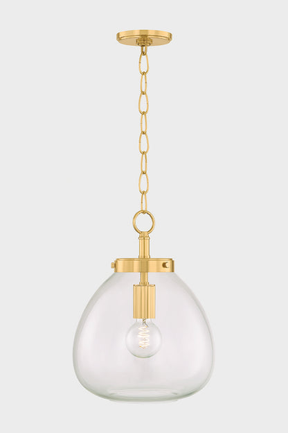 Mitzi by Hudson Valley Lighting Della Small Pendant in Aged Brass, detail view 1