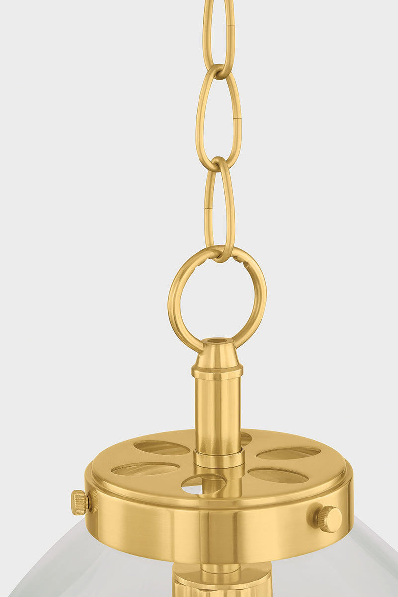 Mitzi by Hudson Valley Lighting Della Small Pendant in Aged Brass, detail view 2