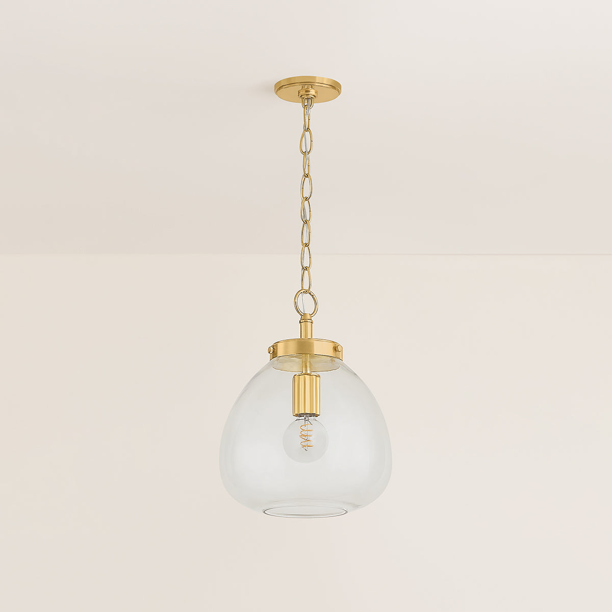 Mitzi by Hudson Valley Lighting Della Small Pendant in Aged Brass, detail view 3