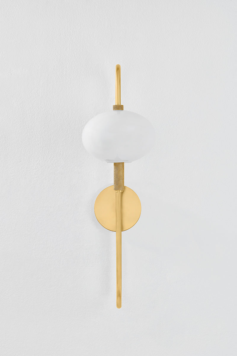 Mitzi by Hudson Valley Lighting Delphine Wall Sconce in Aged Brass, detail view 1