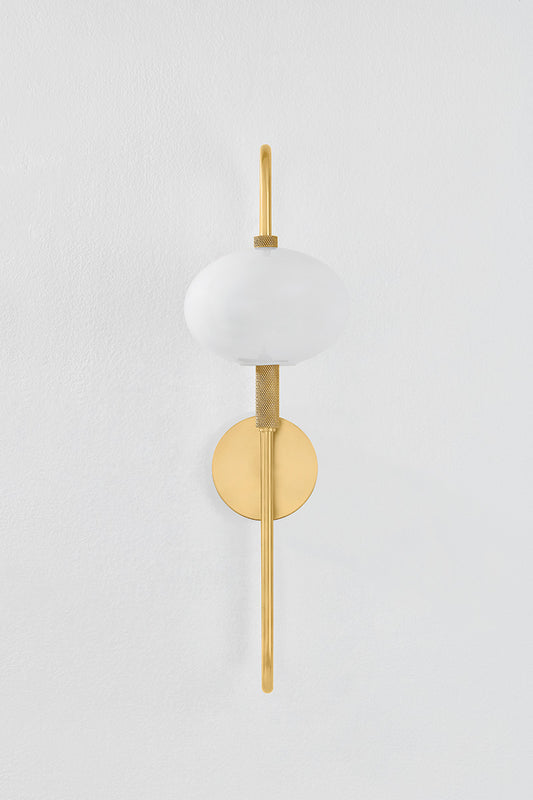 Mitzi by Hudson Valley Lighting Delphine Wall Sconce in Aged Brass, detail view 1
