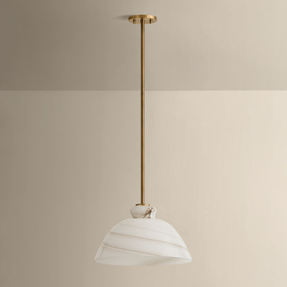 Mitzi by Hudson Valley Lighting Dessi Large Pendant in Patina Brass / Cappuccino Swirl Glass, detail view 3