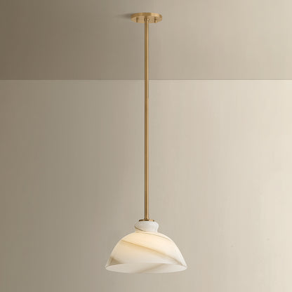 Mitzi by Hudson Valley Lighting Dessi Small Pendant in Patina Brass / Cappuccino Swirl Glass, detail view 5