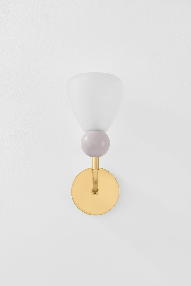 Mitzi by Hudson Valley Lighting Doreen Wall Sconce in Aged Brass / Soft Peignoir, detail view 1