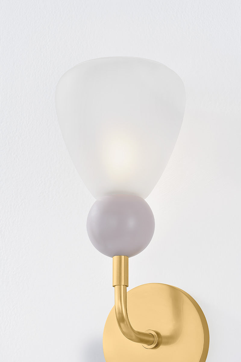 Mitzi by Hudson Valley Lighting Doreen Wall Sconce in Aged Brass / Soft Peignoir, detail view 2