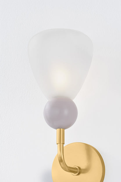 Mitzi by Hudson Valley Lighting Doreen Wall Sconce in Aged Brass / Soft Peignoir, detail view 2