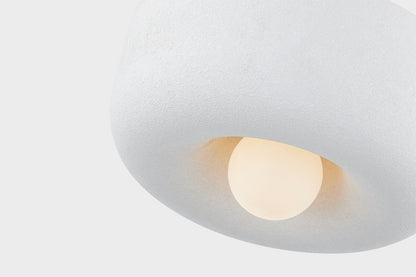 Mitzi by Hudson Valley Lighting Doris Flush Mount in Aged Brass / Textured White, detail view 2