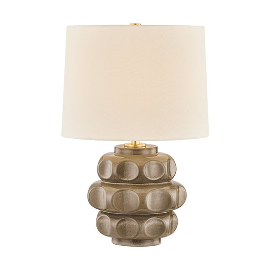 Mitzi by Hudson Valley Lighting Drew Table Lamp in Aged Brass / Ceramic Mocha Luce
