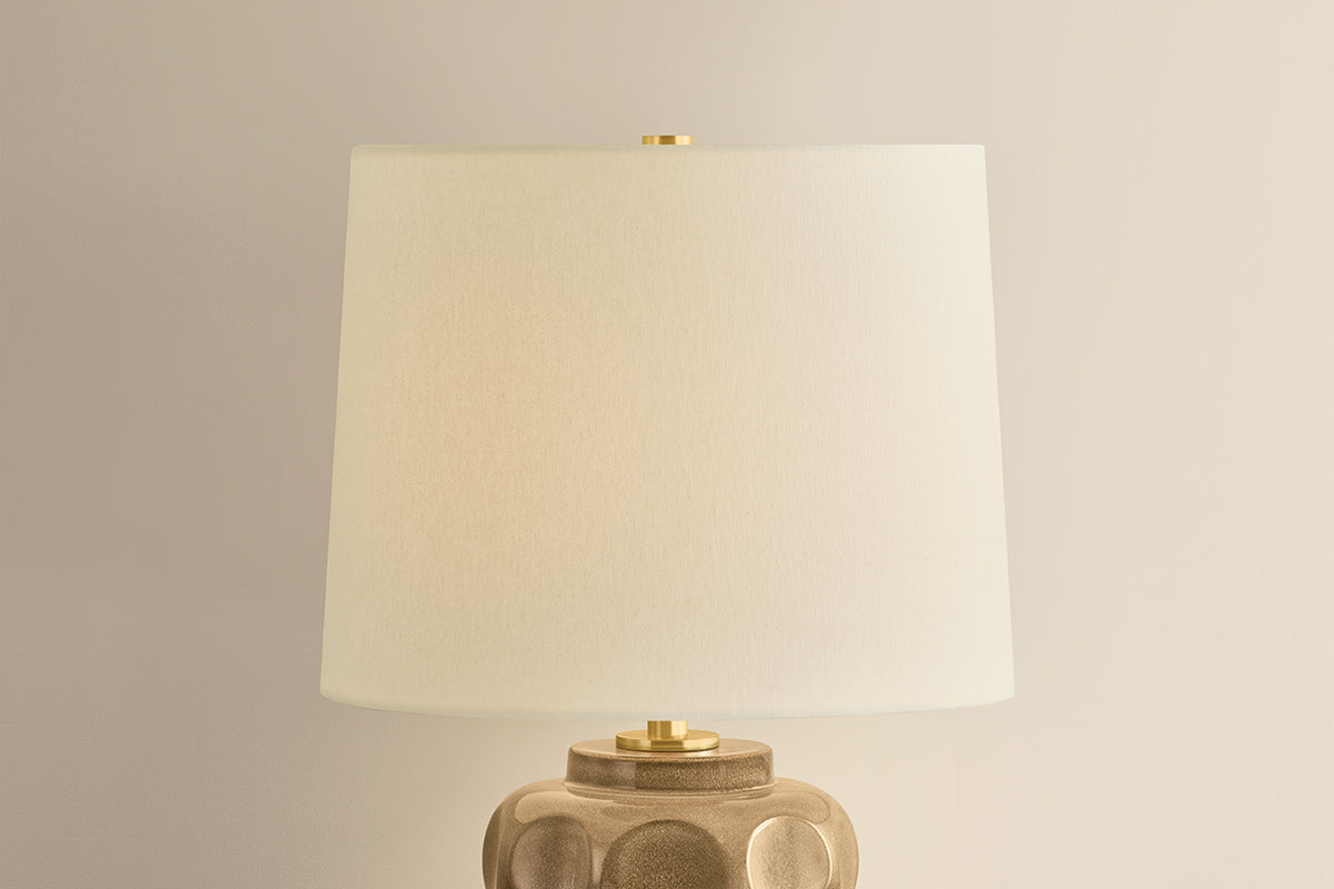 Mitzi by Hudson Valley Lighting Drew Table Lamp in Aged Brass / Ceramic Mocha Luce, detail view 1