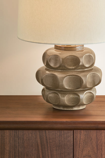 Mitzi by Hudson Valley Lighting Drew Table Lamp in Aged Brass / Ceramic Mocha Luce, detail view 2