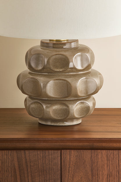 Mitzi by Hudson Valley Lighting Drew Table Lamp in Aged Brass / Ceramic Mocha Luce, detail view 4