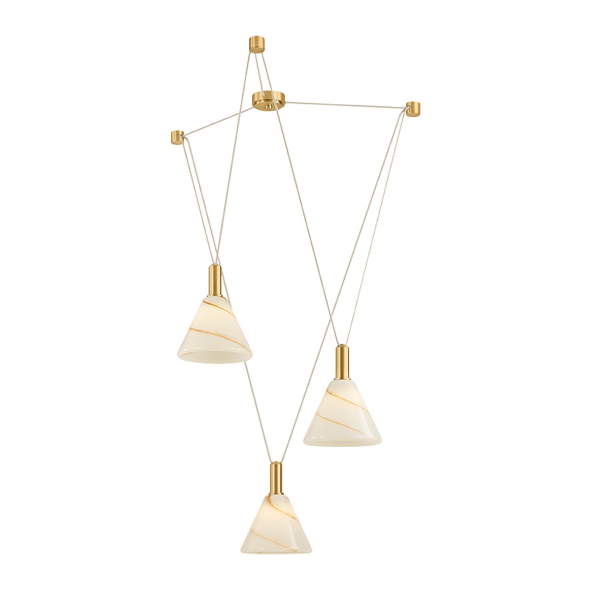 Mitzi by Hudson Valley Lighting Eileen Chandelier in Aged Brass / Cappuccino Swirl Etched Inside