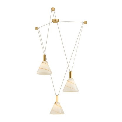 Mitzi by Hudson Valley Lighting Eileen Chandelier in Aged Brass / Cappuccino Swirl Etched Inside