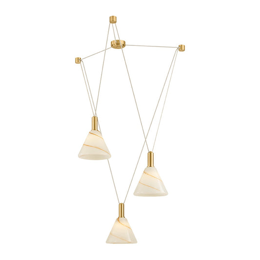 Mitzi by Hudson Valley Lighting Eileen Chandelier in Aged Brass / Cappuccino Swirl Etched Inside