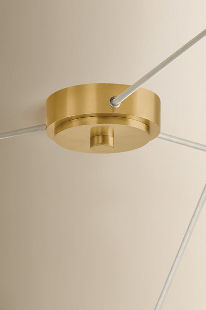 Mitzi by Hudson Valley Lighting Eileen Chandelier in Aged Brass / Cappuccino Swirl Etched Inside, detail view 1