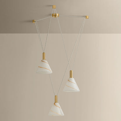 Mitzi by Hudson Valley Lighting Eileen Chandelier in Aged Brass / Cappuccino Swirl Etched Inside, detail view 3