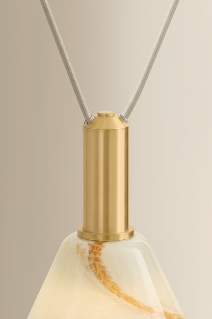 Mitzi by Hudson Valley Lighting Eileen Chandelier in Aged Brass / Cappuccino Swirl Etched Inside, detail view 4
